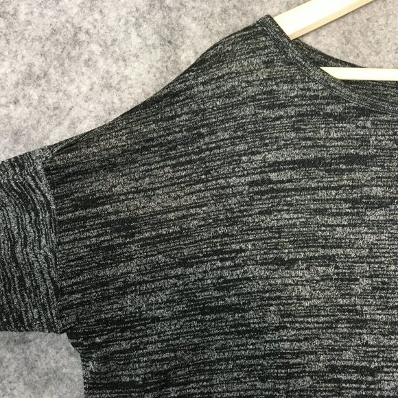 GAP Top L Long Sleeve Scoop Neck Space Dye Pleated Back Casual Hacci Gray Hi Low - Picture 6 of 12